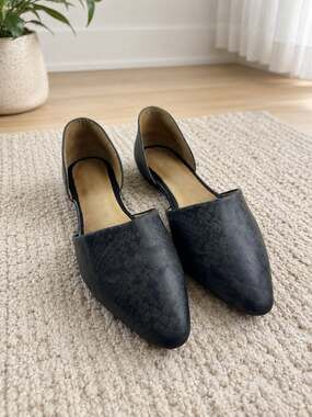 Free People Black Snakeskin Print D’Orsay Pointed Toe Flats Women’s EU 37